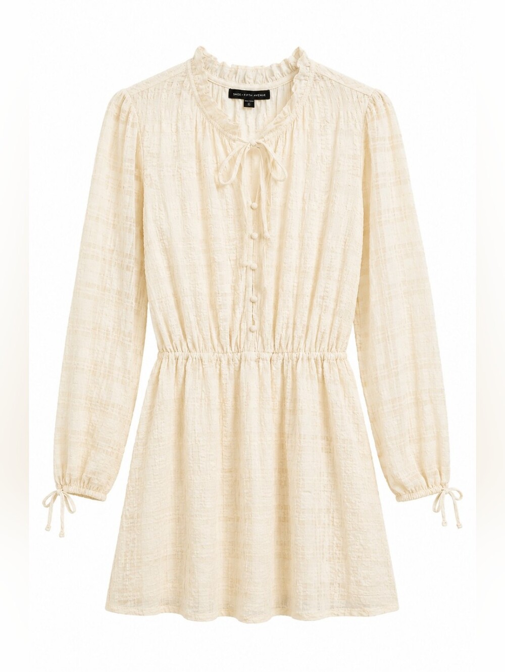 Saks Fifth Avenue Cream Textured Mini, L, Coastal, Quiet Luxury, Euro-Summer